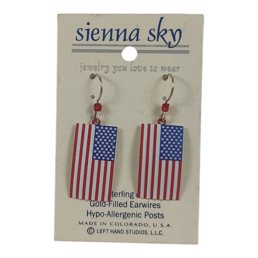 Sienna Sky American Flag Sterling Silver Fishhook Earrings
